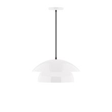  PEBX446-44-C16-L12 - 16" Nest LED Pendant, navy mini tweed fabric cord with canopy, White