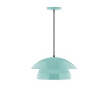  PEBX446-48-C20-L12 - 16" Nest LED Pendant, white fabric cord with canopy, Sea Green