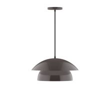  PEBX446-51-C25-L12 - 16" Nest LED Pendant, polished copper fabric cord with canopy, Architectural Bronze