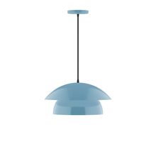  PEBX446-54-C24-L12 - 16" Nest LED Pendant, cool tweed fabric cord with canopy, Light Blue