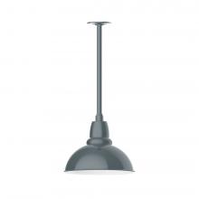  STA106-40-L12 - 12" Cafe shade, stem mount LED Pendant with canopy, Slate Gray