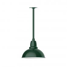  STA106-42-L12 - 12" Cafe shade, stem mount LED Pendant with canopy, Forest Green