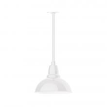  STA106-44-L12 - 12" Cafe shade, stem mount LED Pendant with canopy, White