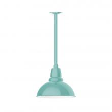  STA106-48-L12 - 12" Cafe shade, stem mount LED Pendant with canopy, Sea Green