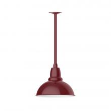  STA106-55-L12 - 12" Cafe shade, stem mount LED Pendant with canopy, Barn Red