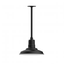 Montclair Light Works STA182-41-W12 - 12" Warehouse shade, stem mount pendant with wire grill, Black