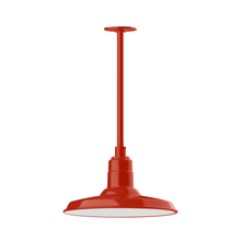 Montclair Light Works STA183-26 - 14" Warehouse shade, stem mount pendant with canopy, Vermillion