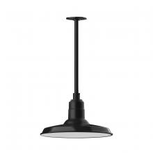 Montclair Light Works STA183-41-W14 - 14" Warehouse shade, stem mount pendant with wire grill, Black