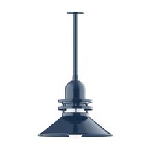 Montclair Light Works STB151-50-G07 - 18" Atomic shade, stem mount pendant with canopy, Frosted Glass, Navy