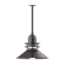 Montclair Light Works STB151-51-G07 - 18" Atomic shade, stem mount pendant with canopy, Frosted Glass, Architectural Bronze