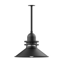 Montclair Light Works STB152-41-G07 - 20" Atomic shade, stem mount pendant with canopy, Frosted Glass, Black