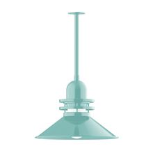 Montclair Light Works STB152-48-G07 - 20" Atomic shade, stem mount pendant with canopy, Frosted Glass, Sea Green