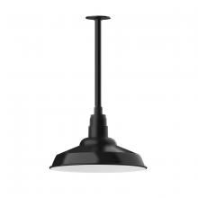 Montclair Light Works STB184-41-W16 - 16" Warehouse shade, stem mount pendant with wire grill, Black