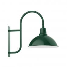  WMF109-42-W18-L13 - 18" Cafe shade LED Wall Mount sconce with wire grill, Forest Green