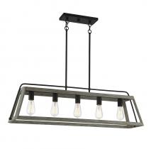 1-8892-5-101 - Hasting 5-Light Linear Chandelier in Noblewood with Iron