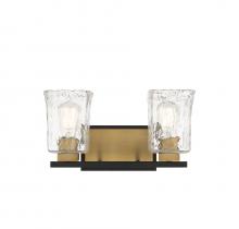  8-1720-2-143 - Sidney 2-Light Bathroom Vanity Light in Matte Black with Warm Brass Accents