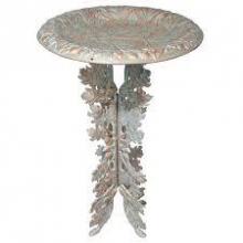 Whitehall 00181 - OAKLEAF BIRDBATH & PEDESTAL COPPER VERDI