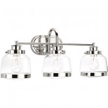  P300082-104 - Judson Collection Three-Light Polished Nickel Clear Glass Farmhouse Bath Vanity Light