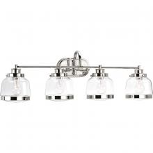  P300083-104 - Judson Collection Four-Light Polished Nickel Clear Glass Farmhouse Bath Vanity Light