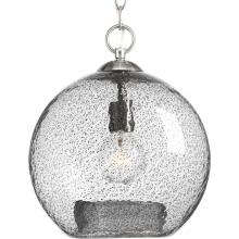  P500063-009 - Malbec Collection One-Light Brushed Nickel Clear Textured Glass Global Pendant Light