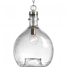  P500064-009 - Zin Collection One-Light Brushed Nickel Clear Textured Glass Global Pendant Light