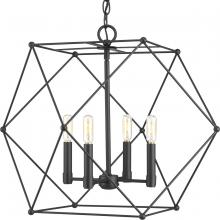  P500083-031 - Spatial Collection Four-Light Matte Black Global Pendant Light