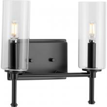  P300357-31M - Elara Collection Two-Light New Traditional Matte Black Clear Glass Bath Vanity Light