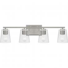  P300460-009 - Vertex Collection Four-Light Brushed Nickel Clear Glass Contemporary Bath Light