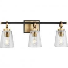  P300482-163 - Cassell Collection Three-Light Vintage Brass Matte Black Luxe Industrial Bath & Vanity Light