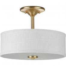  P350129-012 - Inspire Collection Two-Light Satin Brass Summer Linen Shade New Traditional Semi-Flush Light