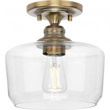  P350214-163 - Aiken Collection One-Light Vintage Brass Clear Glass Farmhouse Flush Mount Light