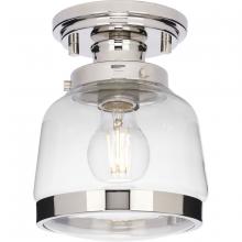  P350220-104 - Judson Collection 8"One-Light Farmhouse Polished Nickel Clear Glass Semi-Flush Mount Light