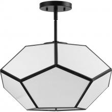  P350261-31M - Latham Collection 18 in. Three-Light Matte Black Contemporary Flush Mount