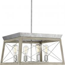  P400047-141 - Briarwood Collection Four-Light Bleached Oak/Galvinized Farmhouse Chandelier Light