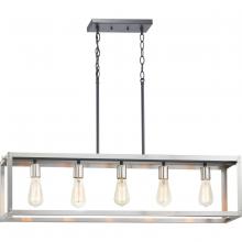  P400145-135 - Union Square Collection Five-Light Stainless Steel Coastal Chandelier Light