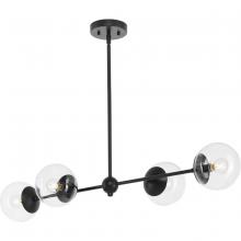  P400326-31M - Atwell Collection Four-Light Matte Black Mid-Century Modern Island Light