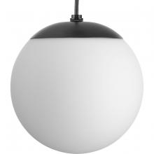  P500461-31M - Atwell Collection Matte Black and Opal Glass Globe Small Hanging Pendant Light