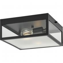  P550136-31M - Parrish Collection Two-Light Clear and Etched Glass Modern Craftsman Outdoor Flush Mount