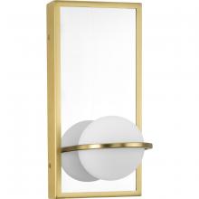  P710105-012-30 - Pearl LED Collection Mid-Century Modern Satin Brass Etched Opal Glass Wall Bracket