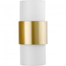  P710119-109 - Silva Collection Two-Light Brushed Bronze White Linen Shade Wall Sconce