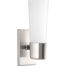  P300061-009 - Zura Collection One-Light Brushed Nickel Etched Opal Glass Modern Bath Vanity Light