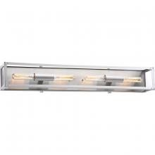  P300136-135 - Union Square Collection Four-Light Stainless Steel Clear Glass Coastal Bath Vanity Light