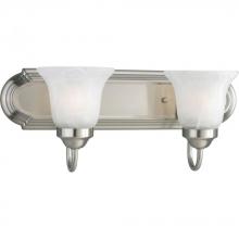  P3052-09 - Two-Light Brushed Nickel Alabaster Glass Traditional Bath Vanity Light