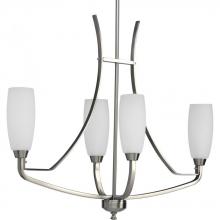  P4435-09 - Wisten Collection Four-Light Brushed Nickel Etched Glass Modern Chandelier Light