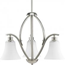  P4489-09 - Joy Collection Three-Light Brushed Nickel Etched Glass Traditional Chandelier Light