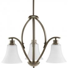  P4489-20W - Joy Collection Three-Light Antique Bronze Etched White Glass Traditional Chandelier Light