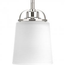  P500006-009 - West Village Collection One-Light Brushed Nickel Etched Double Prismatic Glass Farmhouse Pendant Lig