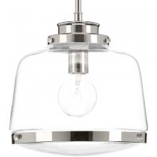  P500061-104 - Judson Collection One-Light Polished Nickel Clear Glass Farmhouse Pendant Light