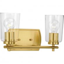  P300155-012 - Adley Collection Two-Light Satin Brass Clear Glass New Traditional Bath Vanity Light