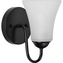  P300233-031 - Classic Collection One-Light Matte Black Etched Glass Traditional Bath Vanity Light